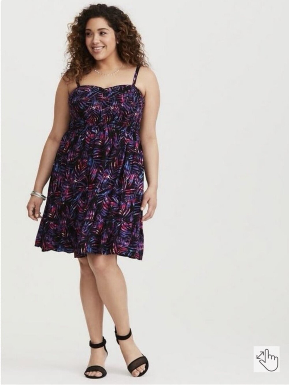 torrid Black Mini Dress with Purple & Pink Leaf Print